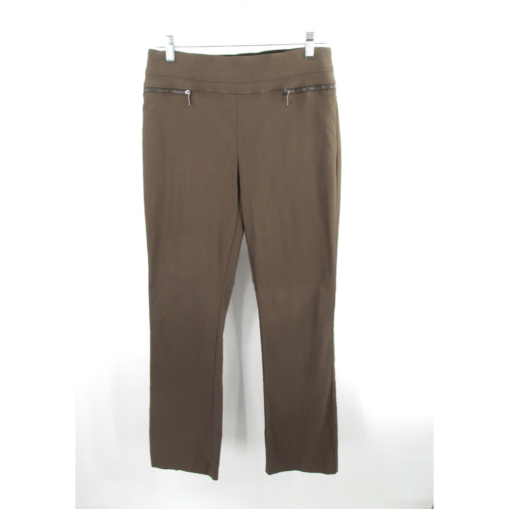 Violets & Roses Women 12 Brown Stretch Pull-On Career Pants Slacks 929BST3VR
